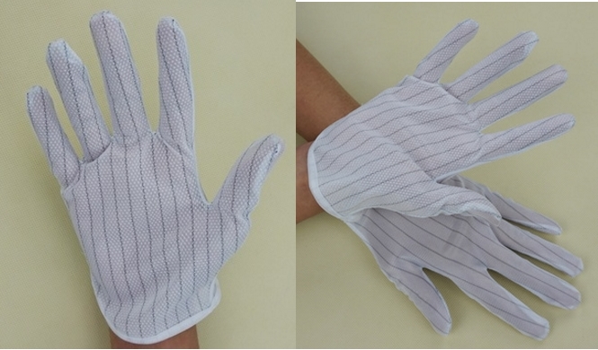 ESD gloves with palm pvc dots